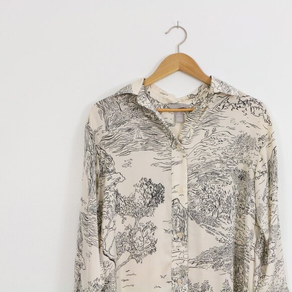 *H&M Cream Japan Print Oversized Shirt Dress - Picture 4 of 8